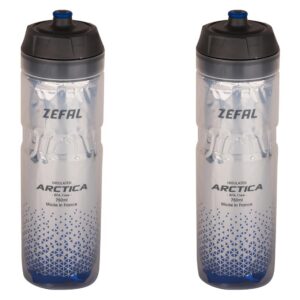 ZEFAL Pack Arctica 75 - Lot de Deux Bidons Vélo 750 ML - Gourde Vélo Isotherme - Inodore et Etanche - Bidon Sport sans BPA - Argent/Bleu