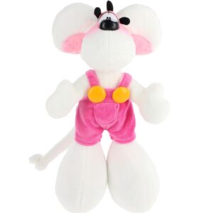 Diddl - Peluche en Salopette Rose 30cm - Fabrication 100% Recyclée - Peluche Douce et Collector - Cadeau Écoresponsable Enfant & Nostalgie Années 90 - Cadeau Doudou Souris