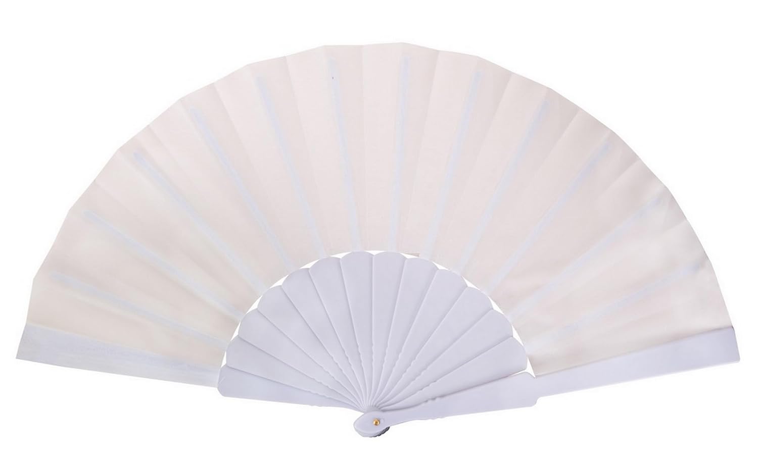 P'tit Clown - Éventail Pliable en Tissu pour Femme - Accessoire de Déguisement - pour Carnaval, Fêtes à Thèmes, Cosplay, Manga, Danse, Mariage, Décoration - 40 cm (Blanc)