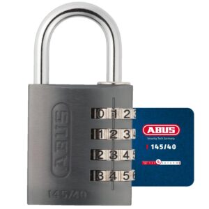 ABUS Cadenas à combinaison 145/40 Titanium - Cadenas pour valises, casiers et bien plus encore. - Cadenas en aluminium - code numérique réglable individuellement - niveau de sécurité ABUS 4