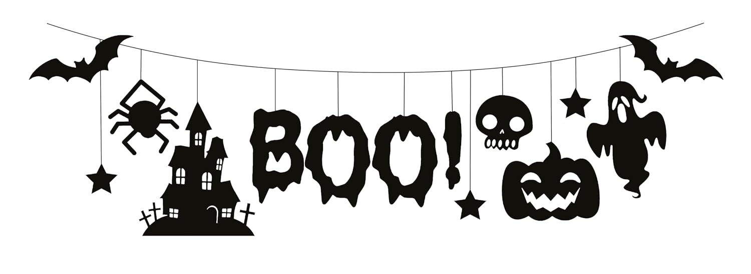P'TIT CLOWN - Guirlande Halloween - 3 m - Décoration Effrayante et Festive pour Ambiance Terrifiante (Feutrine)