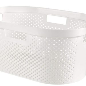 Curver | Panier à Linge 40L Infinity, Blanc, 58,5 x 38 x 26,5 cm, Plastique recyclé