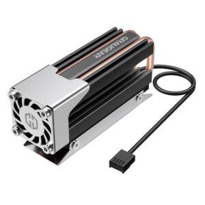 GRAUGEAR | Refroidisseur de caloduc avec ventilateur | Corps de refroidissement pour M.2 NVMe (2280) | actif | Ventilateur PWM 25 mm | Silencieux | 4 coussinets thermiques | Caloduc en cuivre |