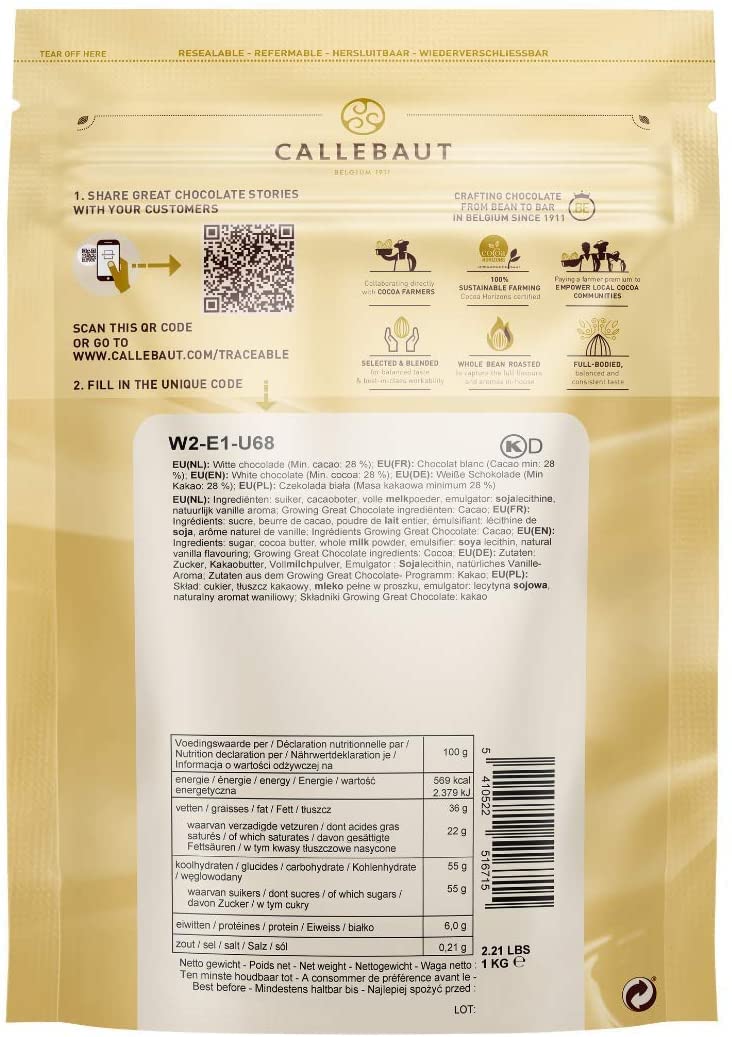 Callebaut, lait, noir et blanc pépites de chocolat (3 x 1kg Bundle) – Image 2