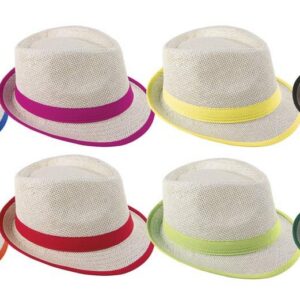 PTIT CLOWN - 14627 - Chapeau de Paille Borsalino Adulte - Accessoire Déguisement Carnaval, Cosplay, Fête Costumée, Soirée Déguisée, EVG, EVJF - Couleur Aléatoire