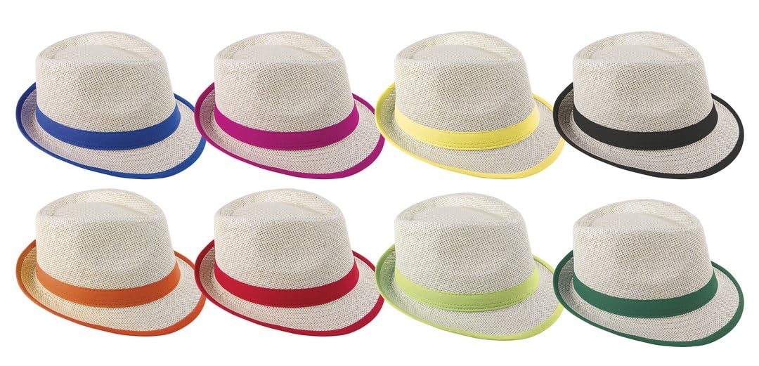 PTIT CLOWN - 14627 - Chapeau de Paille Borsalino Adulte - Accessoire Déguisement Carnaval, Cosplay, Fête Costumée, Soirée Déguisée, EVG, EVJF - Couleur Aléatoire