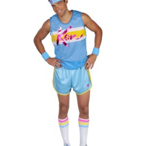 RUBIE'S Barbie Officiel - Déguisement Ken Aérobique pour Adultes - Taille STD - Costume avec Haut de Type Chasuble, Short, Chaussettes Hautes de Sport, Bandeaux Carnaval