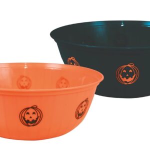 P'tit Clown - 95541 - Saladier Halloween - Diamètre 29 cm - Couleur Aléatoire (Orange ou Noir) - Parfait pour Récolte de Bonbons et Décoration de Fêtes à Thème Effrayantes