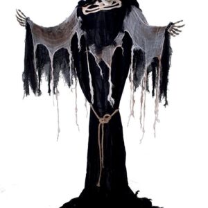 P'tit Clown - Automate Squelette Halloween - Animatronique - Animatronics - Décoration Animée, Sonore, Lumineuse - Fonctionne avec Piles Non incluses (Faucheuse sur Pied, 163 cm)