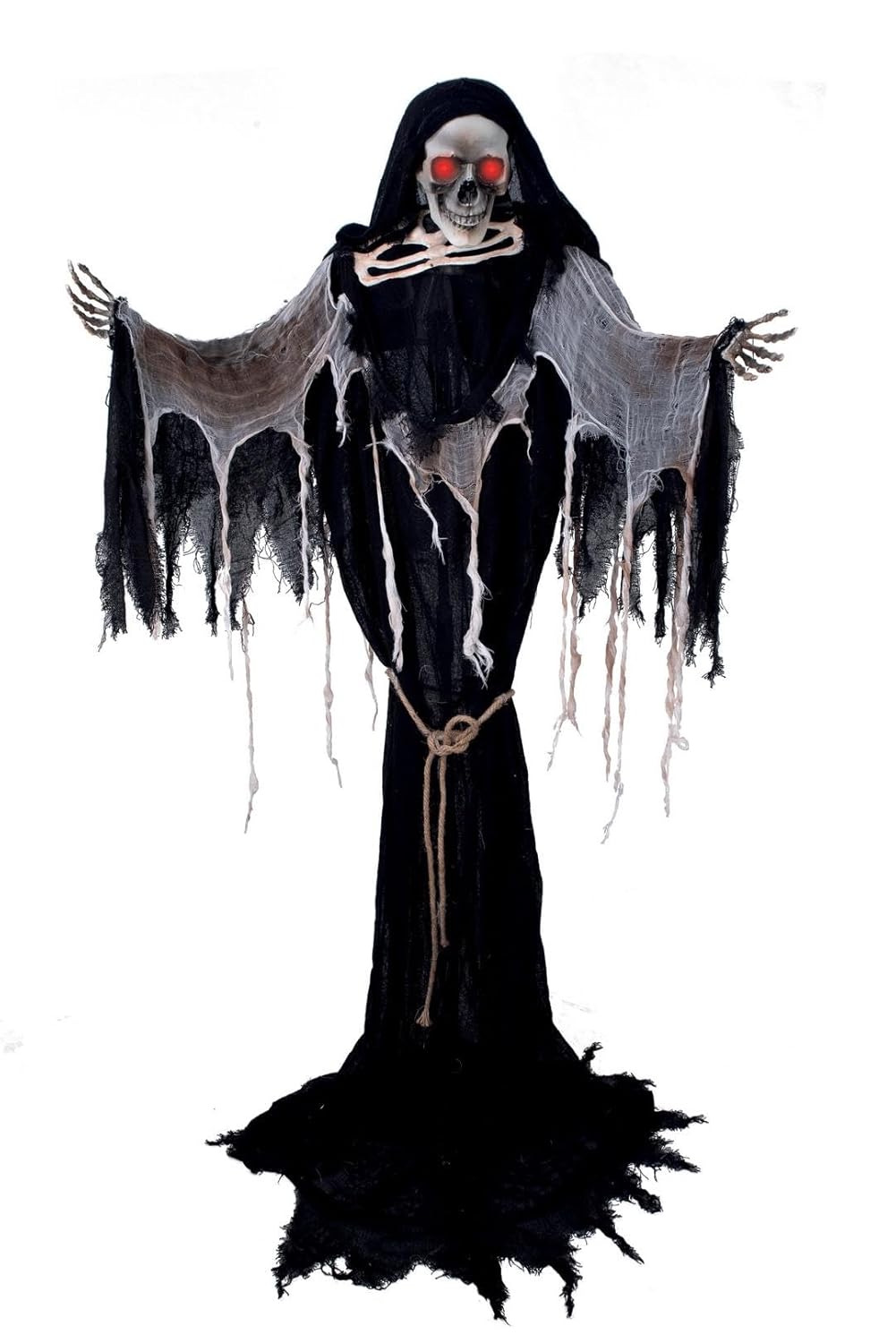 P'tit Clown - Automate Squelette Halloween - Animatronique - Animatronics - Décoration Animée, Sonore, Lumineuse - Fonctionne avec Piles Non incluses (Faucheuse sur Pied, 163 cm)