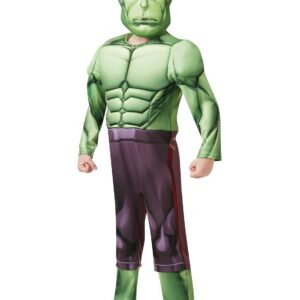 RUBIES - Marvel Avengers Officiel - Déguisement Luxe Hulk Enfant - Taille 7-8 Ans - Combinaison Imprimée Effet « Muscle » Avec Masque en Mousse - Pour Halloween, Carnaval - Idée Cadeau de Noël