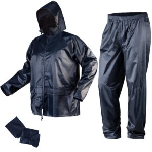NEO TOOLS Combinaison de pluie Ultra-Lite pour hommes Femmes Manteau de pluie de protection imperméable avec pantalon 2 pièces Vêtements de pluie, ouvertures de ventilation - M-XXXL (XXXL)