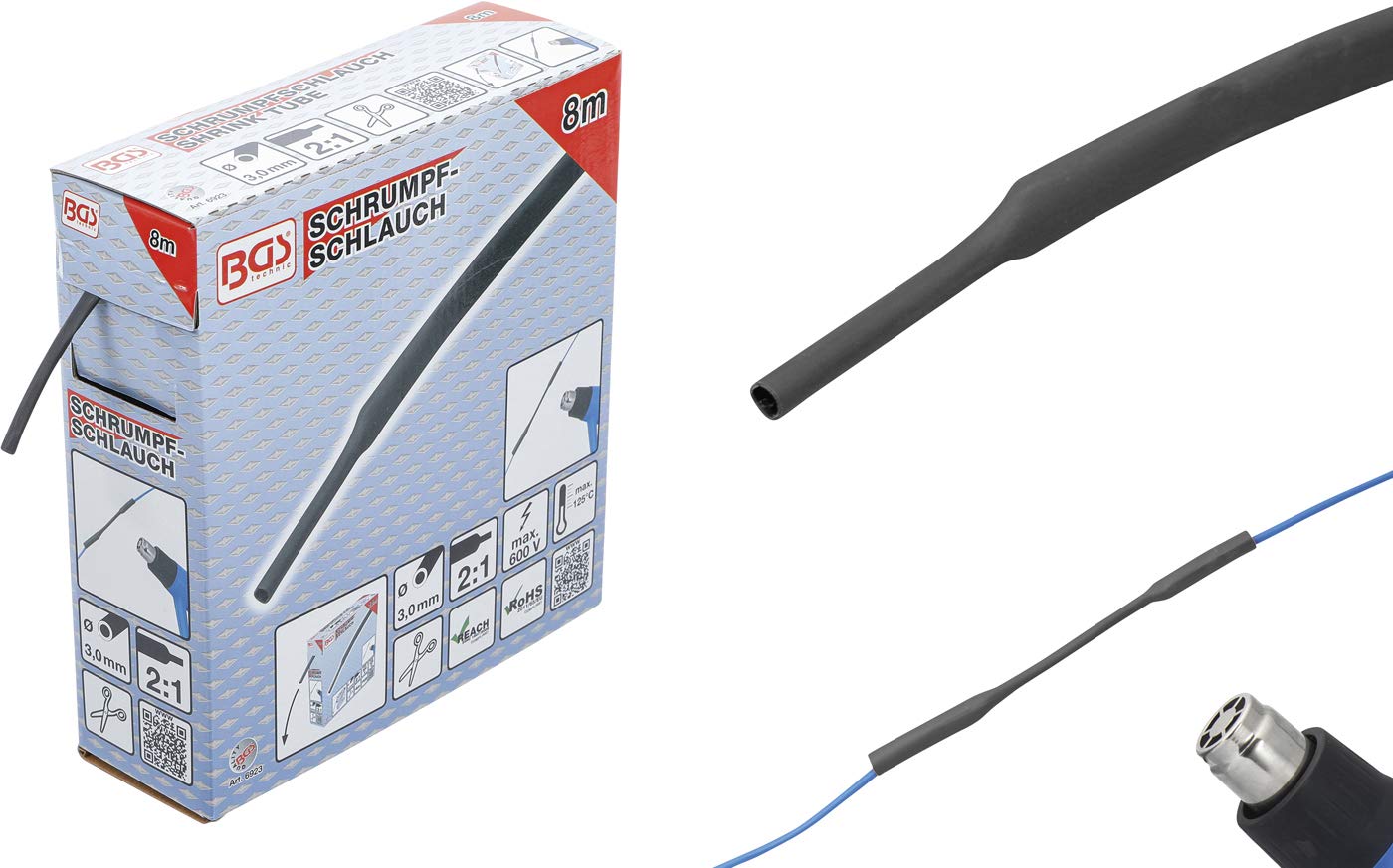 BGS — Gaine thermorétractable noire Ø 3 mm 8 m – Image 4