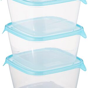 Curver Lot 3 Boîtes Fresh'n Go (3x1.2L) - Boîte de Conservation Alimentaire Transparente- Adaptée au Micro-Ondes, Lave- Vaisselle, Congélateur - 15,5x15,5x12 cm - Bleu