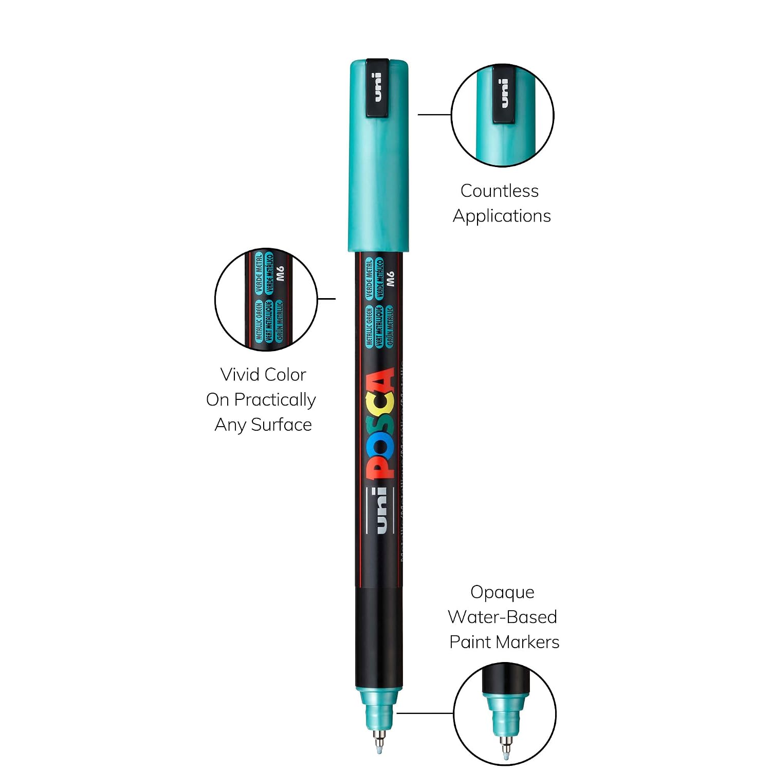Uni-Ball Posca-marqueur Uni-Ball Posca Pointe Extra Fine 0,7 Vert Metallise – Image 2