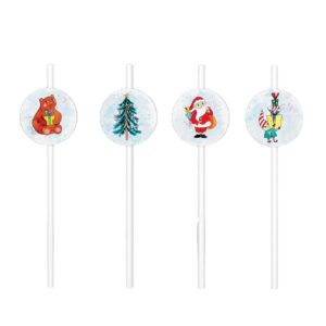 CAM ET LEON - Accessoires Décoration Noël - Fête d'Enfant - Assiettes, Gobelets - Serviettes, Pailles, Confettis, Ballons, Carton d'invitations, Pique à Gâteau, Centre de Table (Paille x8)