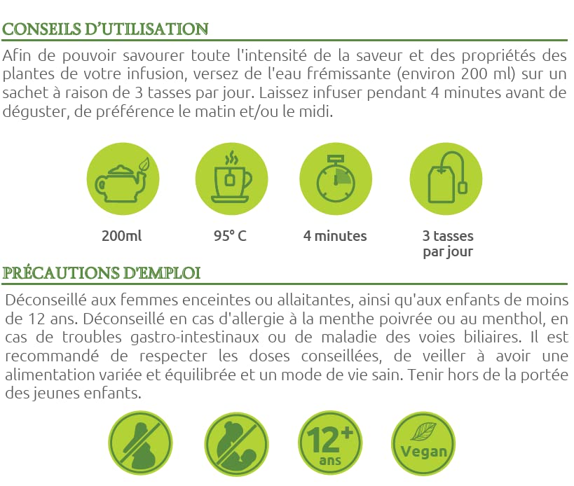 HERBESAN — Infusion bio menthe poivrée française 20 sachets – Image 4