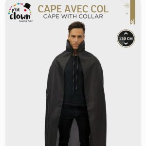 Alternative view of P'TIT CLOWN — Cape homme noire 1,30 m avec col
