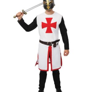 P'TIT CLOWN - Costume Templier Adulte - Costume de Chevalier Médiéval - Tenue Carnaval, Halloween, Cosplay, Fête Costumée, Évènement à Thème - Blanc (L-XL)