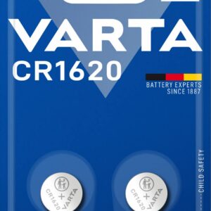 VARTA Piles Bouton CR1620, lot de 2, Lithium Coin, 3V, emballage sécurisé pour les enfants, pour petits appareils électroniques - montres, clés de voiture, télécommandes