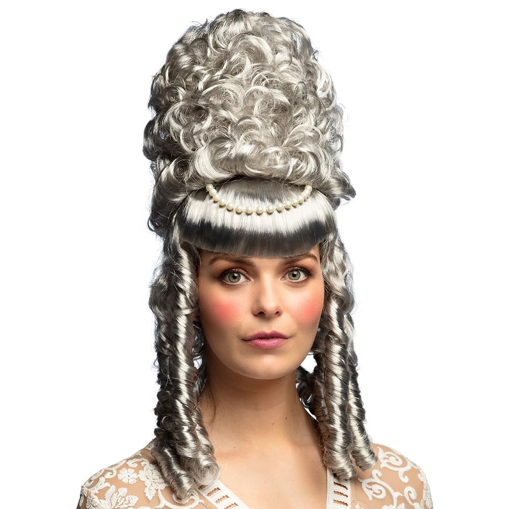 Boland 85822 - Perruque Marie-Sophie, Grise, avec boucles, coiffure en cheveux synthétiques, Moyen-Âge, Noblesse, Mardi gras, Carnaval, Fête à thème, Fête à thème