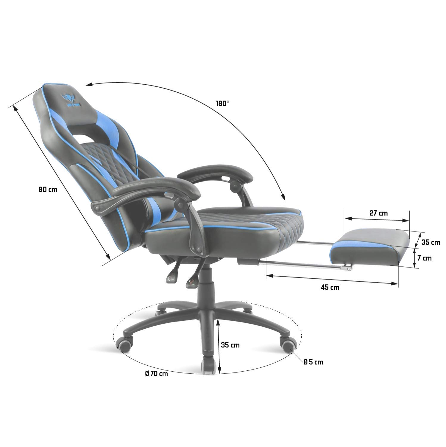 SPIRIT OF GAMER Mustang Series — Chaise gaming bleue inclinable – Image 2