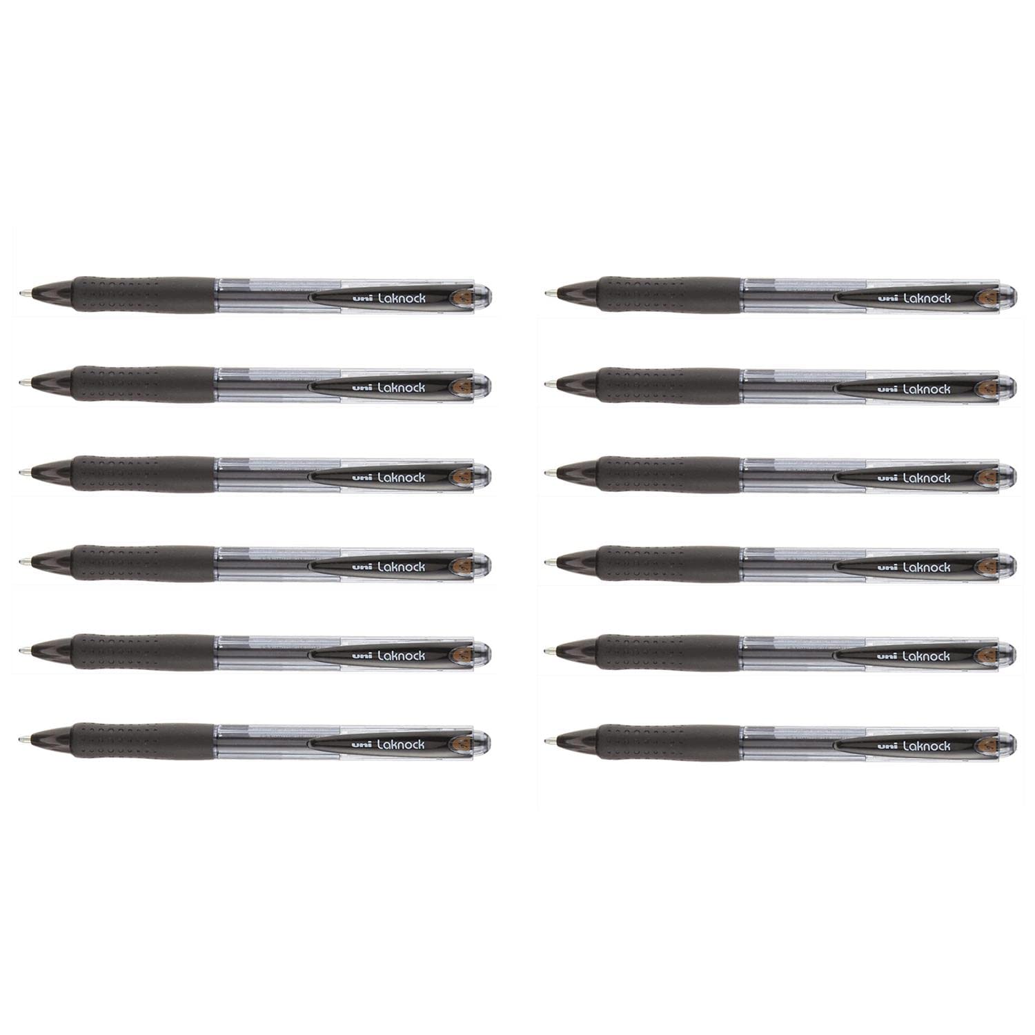 Uni-ball Laknock Retract SN100/14 N Stylo Bille 1,4 mm Noir Lot de 12