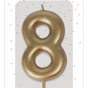 P'TIT CLOWN - Bougie Anniversaire Numérotée - Parfaite pour Décoration Gâteau - Fête Enfant, Adulte, Birthday Party (Or, 8)