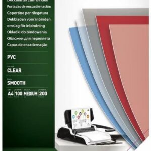 Fellowes Couvertures de reliure PVC transparent A4 en PVC 200 microns - Pack de 100