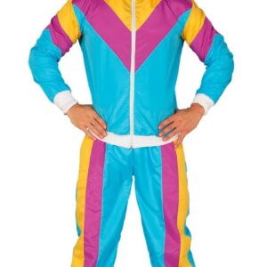 FIESTAS GUIRCA | Costume Gymnaste Homme Adulte (52-54/L) - Veste et Pantalon - Costumes de Sport et Années '80 pour Fêtes et Événements - Idéal pour Célébrations et Carnaval - Bleu et Violet