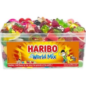 HARIBO - World Mix - Assortiment De Bonbons - Tétines, Crocos, Dragibus & Plus - Sans Colorants Artificiels - Boîte De 900 g