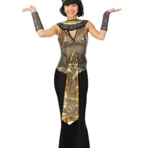 P'TIT CLOWN - 44181 - Déguisement Égyptienne Femme - Costume pour Adulte - Parfait pour Carnaval, Fêtes Costumées et Évènements à Thème - Polyester - Noir - Taille S/M