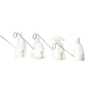 Kikkerland Pécheur Lot de 4 Portes sachets de thé Silicone Blanc 10,2x12,2x3 cm