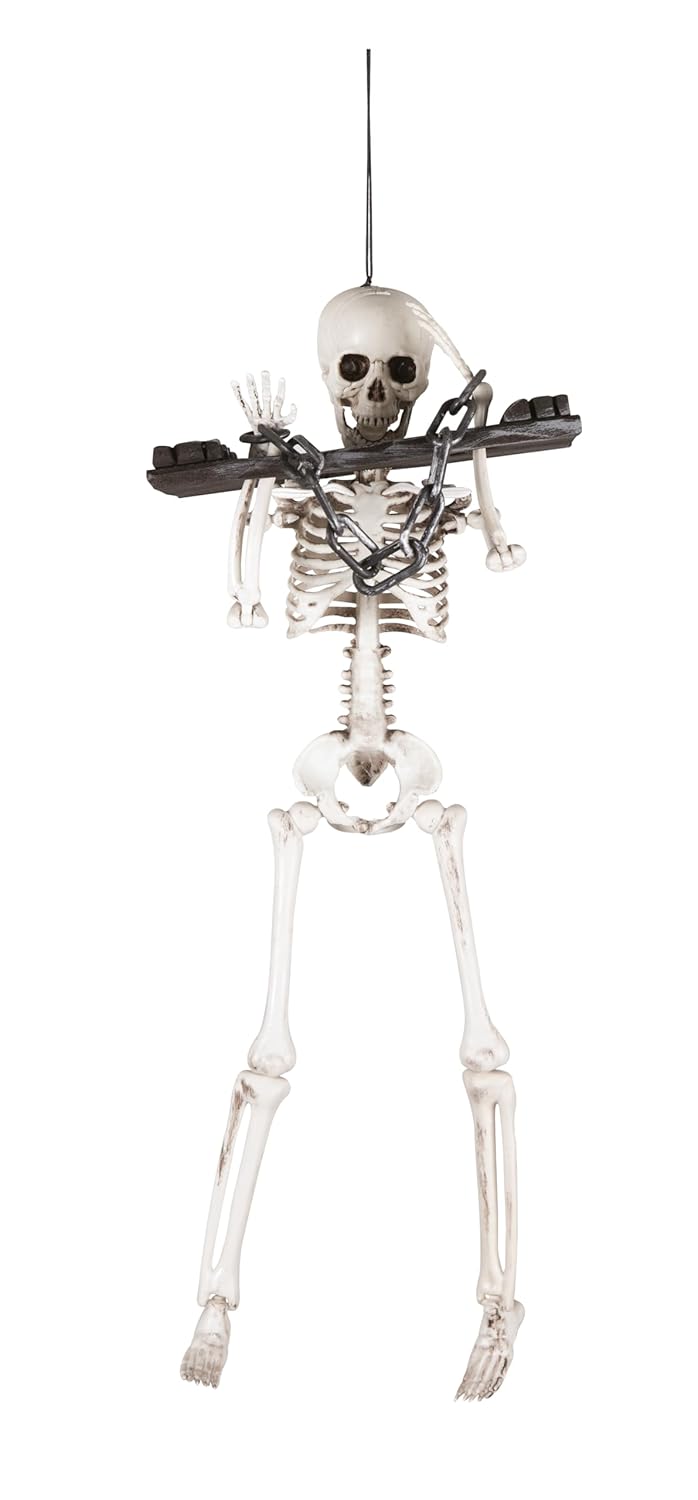 P'tit Clown Squelette à Suspendre de 40 cm, Décoration Halloween Effrayante, Ambiance Macabre (Prisonnier)