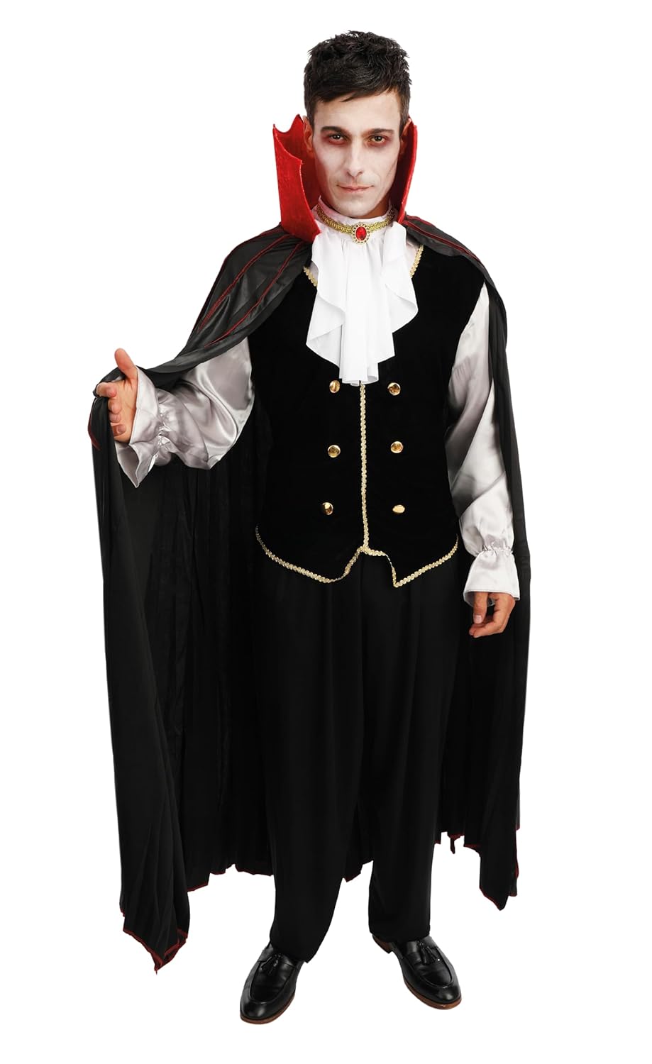 P'TIT CLOWN - 88477 - Déguisement Vampire Homme - Dracula - Costume Halloween Adulte - Cosplay, Carnaval, Fêtes Costumées - Taille S/M