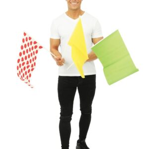 P'TIT CLOWN - 23880 - Drapeaux Cyclisme 30x40 cm - Lot de 3 - Vert, Jaune, Blanc à Pois Rouges - Accessoires Déco Fans Vélo, Course, Podium, Événements Sportifs, Animation, Fête à Thème Cycliste