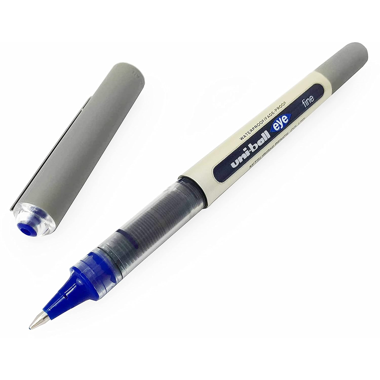 uni-ball - Uni Mitsubishi Pencil - 10 Stylos Eye Fine UB-157 - Stylo Roller Encre Liquide Bleue - Pointe 0,7 mm - Écriture Medium – Image 3
