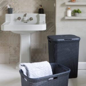Alternative view of CURVER — Panier à linge 45L aspect rotin anthracite