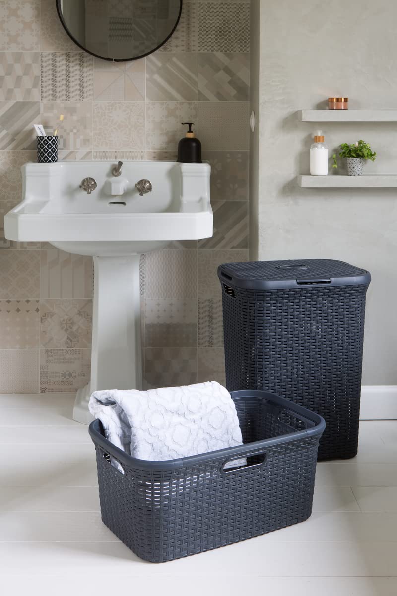 CURVER — Panier à linge 45L aspect rotin anthracite – Image 2