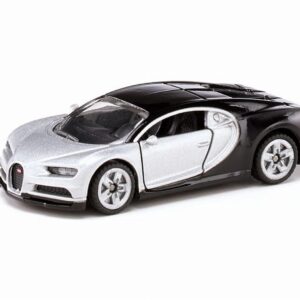 siku 1508 - Voiture De Sport Bugatti Chiron, Jouet Pour Enfants, Métal/Plastique, Argent/Noir, Portes Ouvrables