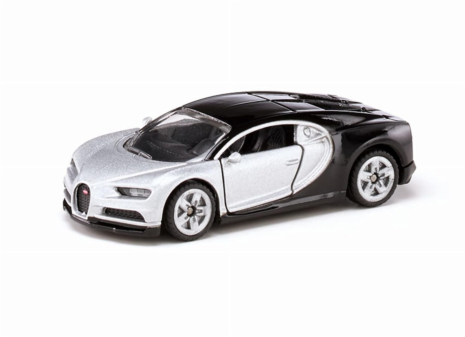 siku 1508 - Voiture De Sport Bugatti Chiron, Jouet Pour Enfants, Métal/Plastique, Argent/Noir, Portes Ouvrables