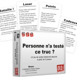 Olé! Studio Personne n’a testé ce Truc – Jeu d’Ambiance Chaotique et Imprévisible – Party Game à Éliminations – 2 à 17 Joueurs dès 14 Ans – OLE! Studio – Version Française