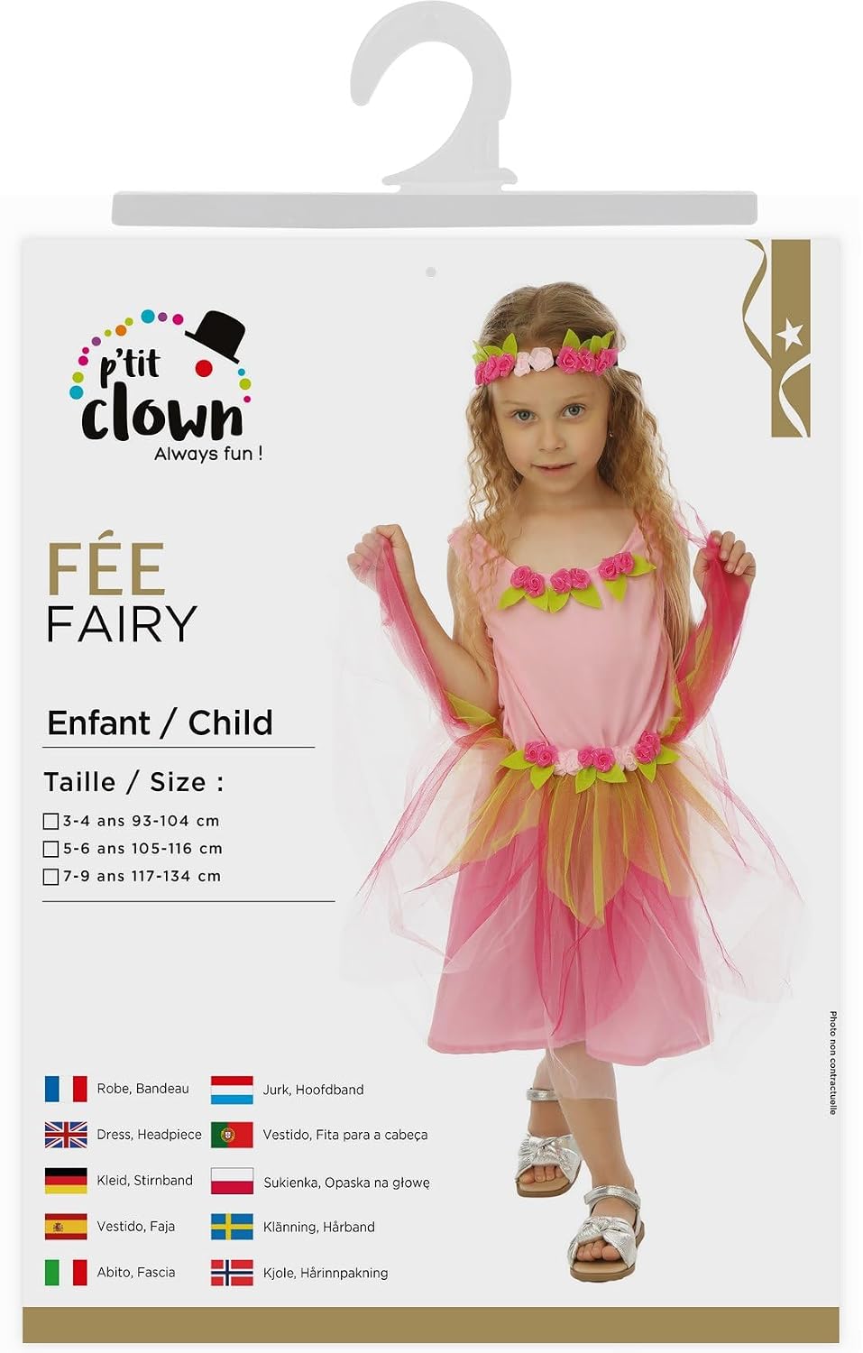 P'TIT CLOWN — Costume de fée rose enfant 7/9 ans – Image 5