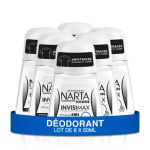 Narta - Déodorant Homme Bille - Invisimax Efficacité 48h Sans Alcool Hypoalergénique - lot de 6 x 50ml