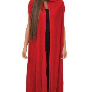 P'tit Clown - 44431 - Cape Femme en Velours avec Capuche - 150 cm - pour Déguisement Halloween, Carnaval, Fêtes Costumées et Évènements à Thème - Vampiresse - Vampire - Dracula - Sorcière (Rouge)