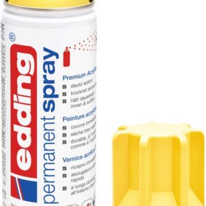 edding 5200 spray permanent - jaune trafic mat - 200 ml - peinture acrylique pour peindre ou décorer verre, métal, bois, céramique, plastique, toile - peinture acrylique en aérosol