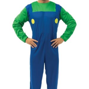 P’TIT CLOWN - 10443 - Déguisement Plombier Adulte - Parfait pour Carnaval, Fêtes Costumées et Évènements à Thème - Look Complet et Amusant - Facile à Enfiler - Polyester - Bleu, Vert - Taille L/XL