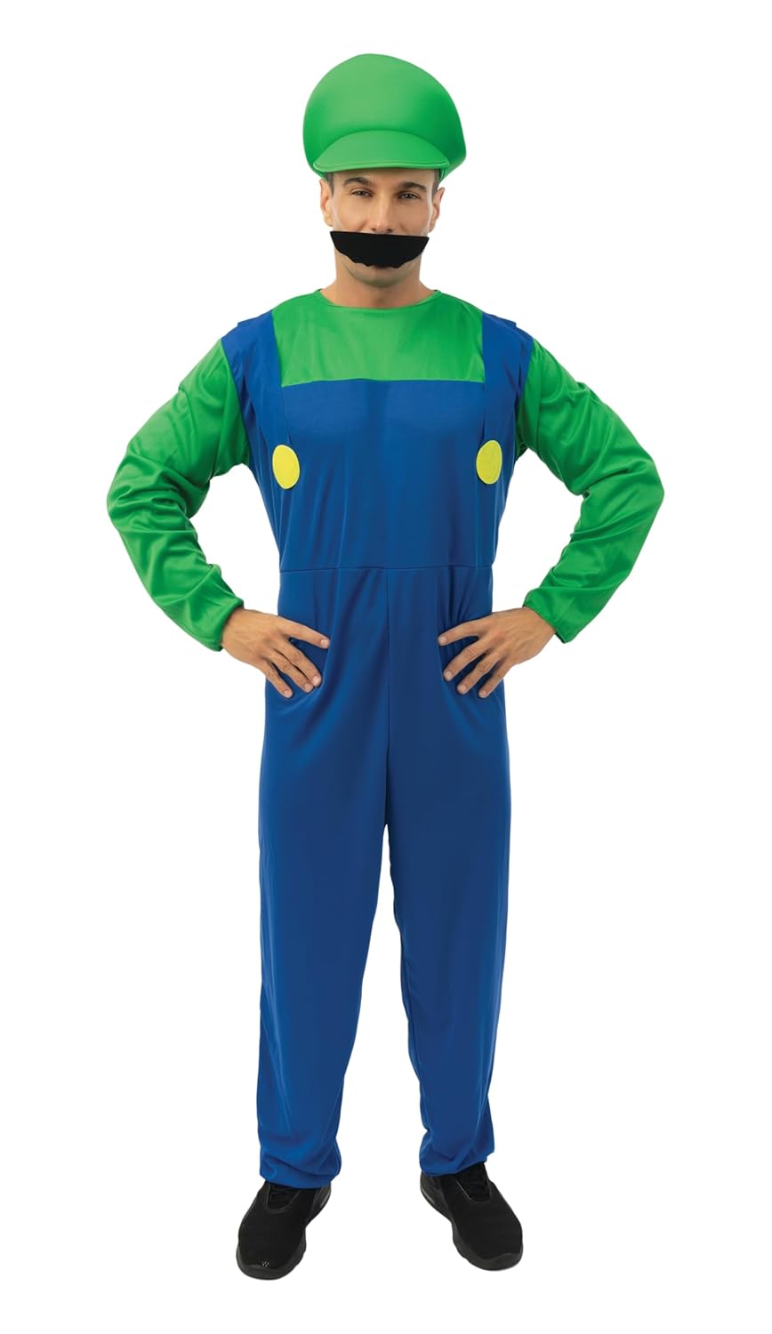 P’TIT CLOWN - 10443 - Déguisement Plombier Adulte - Parfait pour Carnaval, Fêtes Costumées et Évènements à Thème - Look Complet et Amusant - Facile à Enfiler - Polyester - Bleu, Vert - Taille L/XL