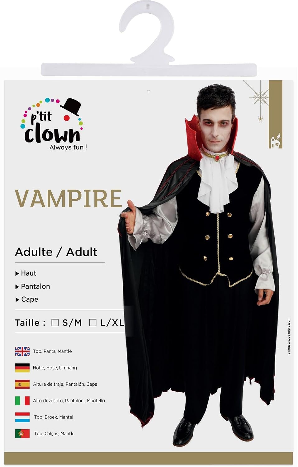 P'TIT CLOWN — Déguisement Vampire Homme Taille S/M – Image 4