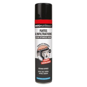 SINTO Résine Fuites et Infiltrations - Résine Bitumineuse Teinte Noir - 300 ml - Idéale pour Colmater Durablement Trous, Fissures, Craquelures, Déchirures - Protège de la Rouille - Séchage Express